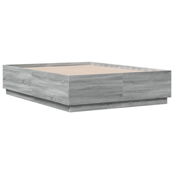 vidaXL Cadre de lit sans matelas sonoma gris 135x190 cm