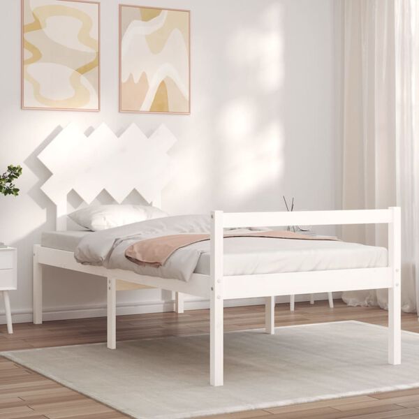 vidaXL Lit pour personne &acirc;g&eacute;e et t&ecirc;te de lit 90x200 cm bois massif