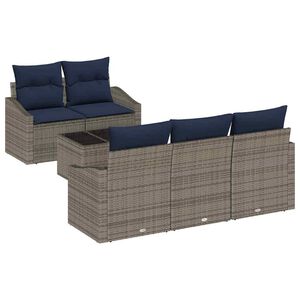 vidaXL Ensemble de Canap&eacute;s avec coussin 6 pcs Gris et marine polyrotin