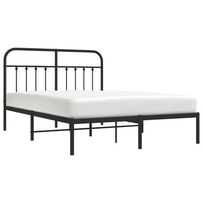 vidaXL Cadre de lit métal sans matelas avec tête de lit noir 140x190cm