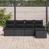 vidaXL Ensemble de canapé de jardin avec coussin 5 pcs Noir polyrotin
