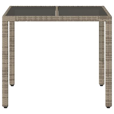 vidaXL Table de jardin dessus en verre Gris 90x90x75 cm Résine tressée