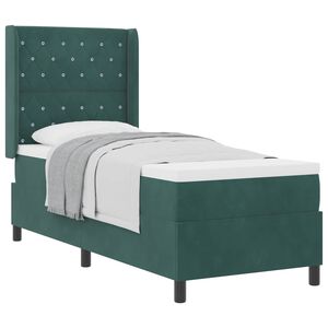 vidaXL Lit &agrave; ressorts avec matelas Vert fonc&eacute; 80 x 200 cm Velours