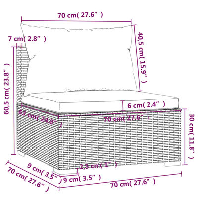 vidaXL Salon de jardin avec coussins 7 pcs marron résine tressée