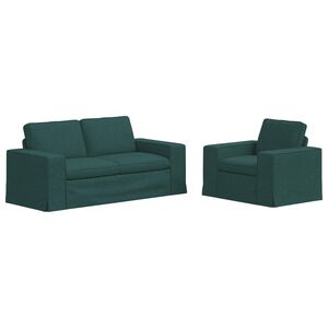 vidaXL Canap&eacute; 2 pcs Vert fonc&eacute;