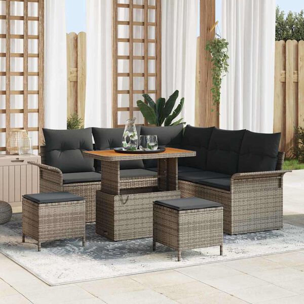 vidaXL Ensemble de canap&eacute; de jardin avec coussin 8 pcs Gris