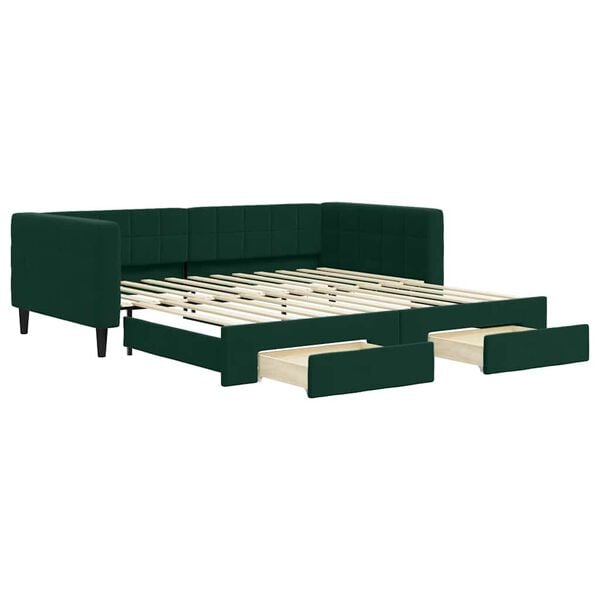 vidaXL Lit de jour avec gigogne et tiroirs sans matelas 100x200 cm