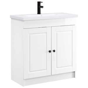 vidaXL Ensemble de mobilier de salle de bain Blanc brillant
