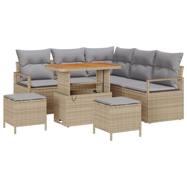 vidaXL Ensemble de canap&eacute; de jardin 8 pcs Beige et Gris clair