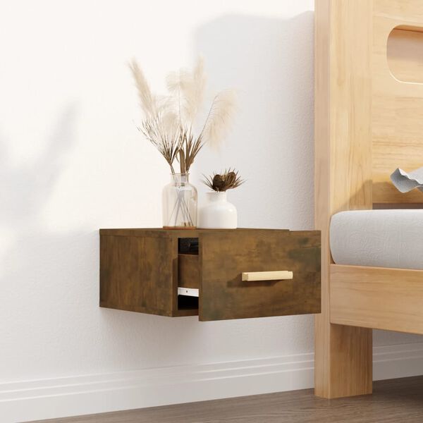 vidaXL Table de chevet murale ch&ecirc;ne fum&eacute; 35x35x20 cm