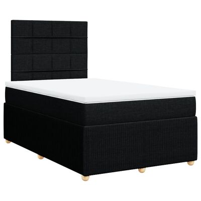 vidaXL Sommier à lattes de lit avec matelas Noir 120x200 cm Tissu