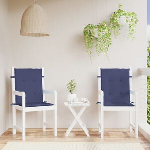 vidaXL Coussins de chaise &agrave; dossier bas lot de 2 bleu marine tissu