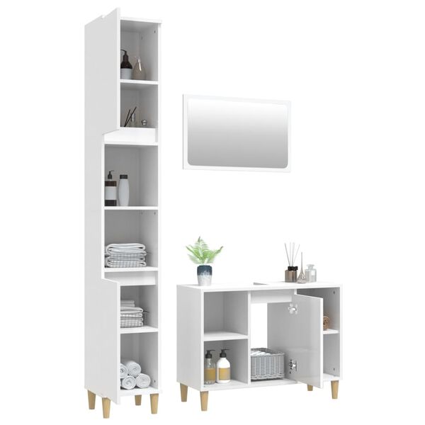 vidaXL Ensemble de meubles de salle de bain 3 pcs blanc brillant