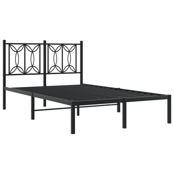 vidaXL Cadre de lit métal sans matelas avec tête de lit noir 120x190cm