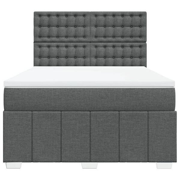 vidaXL Sommier &agrave; lattes de lit avec matelas Gris fonc&eacute; 140x200cm Tissu
