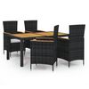vidaXL Ensemble &agrave; manger d'ext&eacute;rieur 5pcs avec coussins R&eacute;sine tress&eacute;e