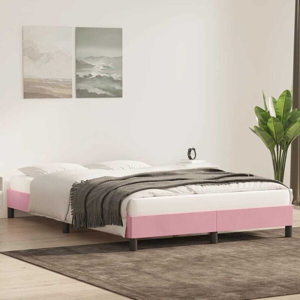 vidaXL Cadre de lit sans matelas rose 140x220 cm velours