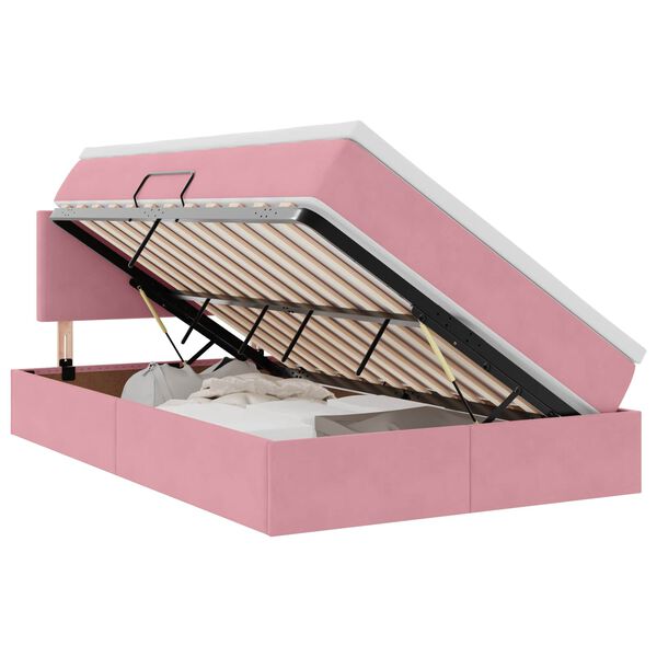 vidaXL Lit avec rangement et LED Rose 120 x 200 cm Velours