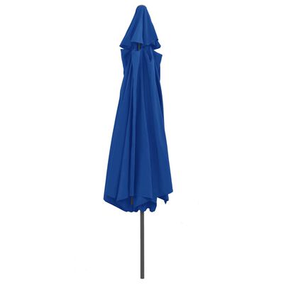 vidaXL Parasol de jardin avec mât en métal 390 cm bleu azuré