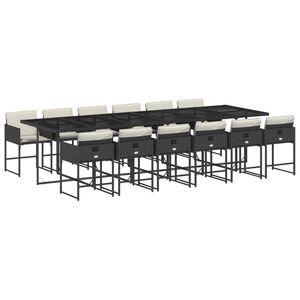 vidaXL Ensemble &agrave; manger de jardin 13 pcs coussins noir r&eacute;sine tress&eacute;e