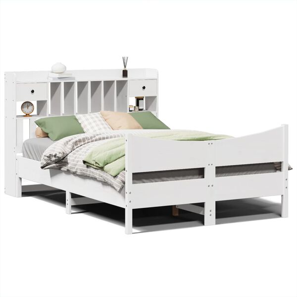 vidaXL Cadre de lit sans matelas blanc 140x190 cm bois de pin massif