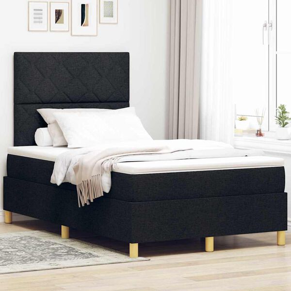 vidaXL Lit &agrave; ressort LED avec matelas Noir 120 x 190 cm tissu