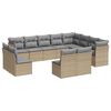vidaXL Salon de jardin avec coussins 12 pcs beige r&eacute;sine tress&eacute;e