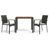 vidaXL Ensemble &agrave; manger de jardin avec coussins 3 pcs Noir