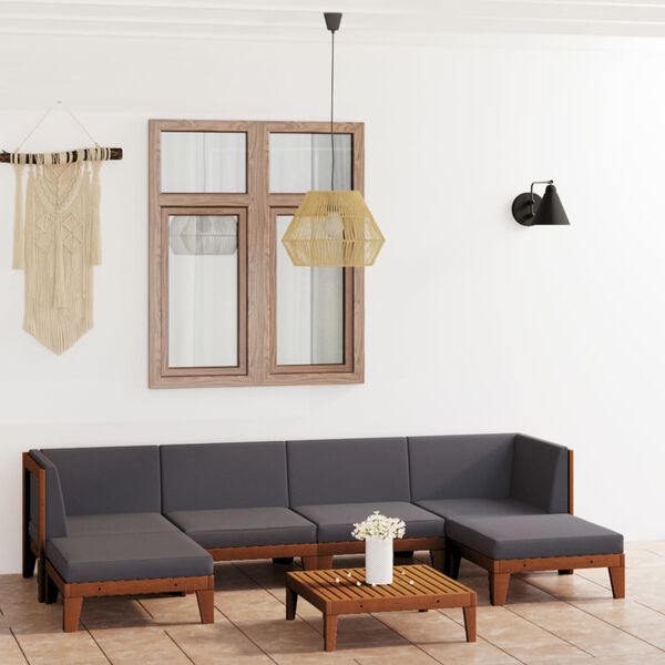 vidaXL Salon de jardin 7 pcs avec coussins Bois d'acacia solide