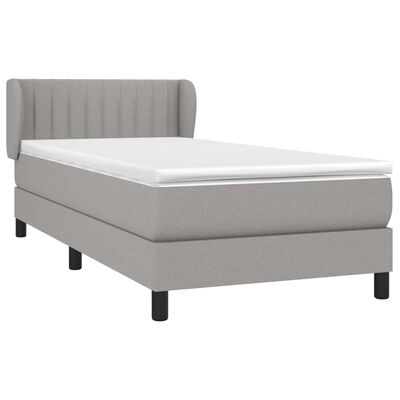 vidaXL Sommier à lattes de lit avec matelas Gris clair 90x200 cm Tissu