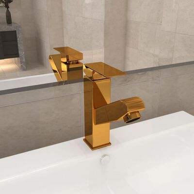 vidaXL Robinet de lavabo rétractable Finition dorée 157x172 mm