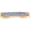 vidaXL Salon de jardin 9 pcs avec coussins gris bois de pin massif
