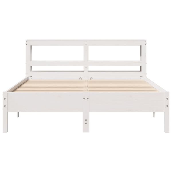 vidaXL Cadre de lit sans matelas blanc 135x190 cm bois de pin massif