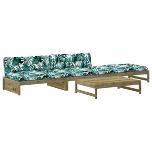 vidaXL Salon de jardin 4 pcs avec coussins bois de pin impr&eacute;gn&eacute;