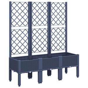 vidaXL Jardini&egrave;re avec treillis bleu gris 120x40x142 cm PP