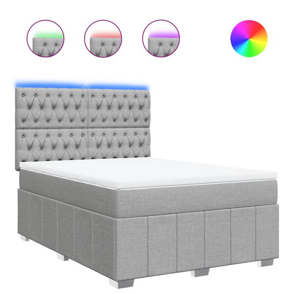 vidaXL Sommier &agrave; lattes de lit avec matelas Gris clair 160x200cm Tissu
