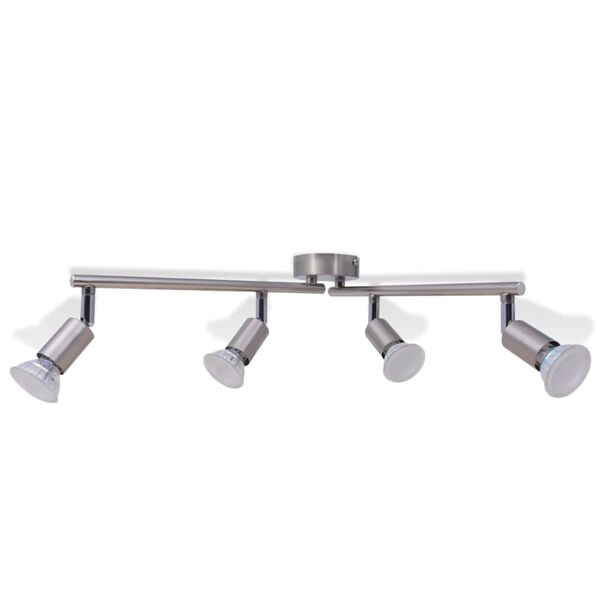 vidaXL Plafonnier avec 4 projecteurs LED Nickel satin&eacute;