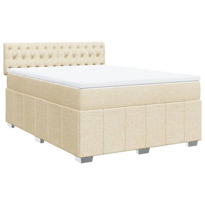 vidaXL Sommier à lattes de lit avec matelas Crème 140x190 cm Tissu