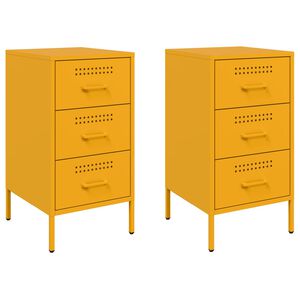 vidaXL Tables de chevet 2 pcs jaune moutarde 36x39x68 cm acier