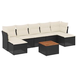 vidaXL Salon de jardin 8 pcs avec coussins noir r&eacute;sine tress&eacute;e