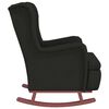 vidaXL Fauteuil avec pieds &agrave; bascule en bois d'h&eacute;v&eacute;a Noir Velours