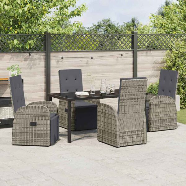 vidaXL Ensemble de salle &agrave; manger pour jardin 5 pcs Gris polyrotin