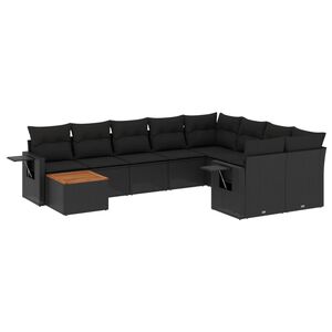 vidaXL Salon de jardin 10 pcs avec coussins noir r&eacute;sine tress&eacute;e