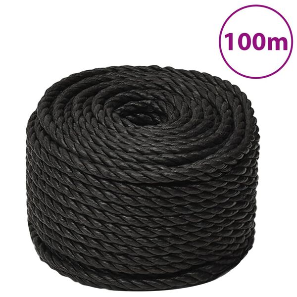 vidaXL Corde de travail Noir 10 mm 100 m polypropylène