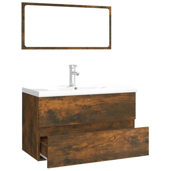 vidaXL Meubles de salle de bain Ch&ecirc;ne fum&eacute; Bois d'ing&eacute;nierie