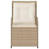 vidaXL Chaises inclinables de jardin lot de 2 et coussins beige rotin