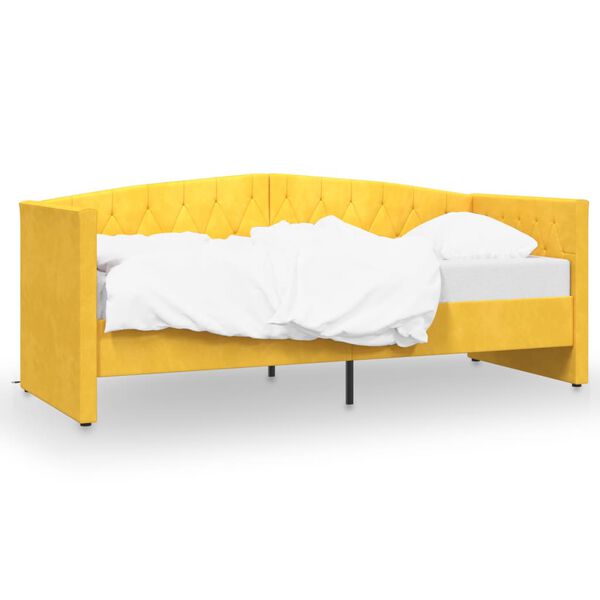 vidaXL Lit avec &eacute;clairage USB Jaune Velours 90x200 cm