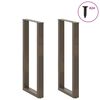 vidaXL Pieds de table de bar en forme de U, 2 pi&egrave;ces, acier naturel, 50 x (100-101) cm