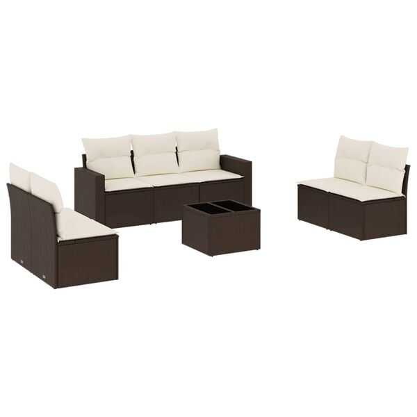 vidaXL Salon de jardin 8 pcs avec coussins marron r&eacute;sine tress&eacute;e