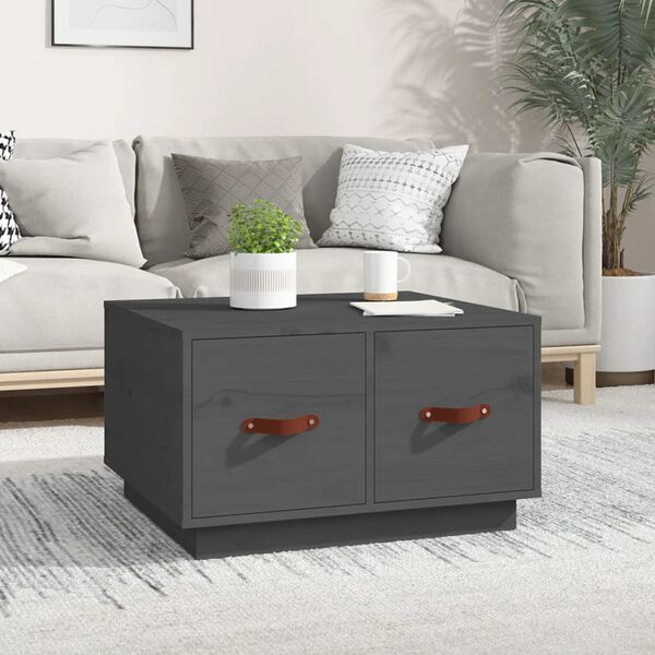 vidaXL Table basse Gris 60x53x35 cm Bois massif de pin